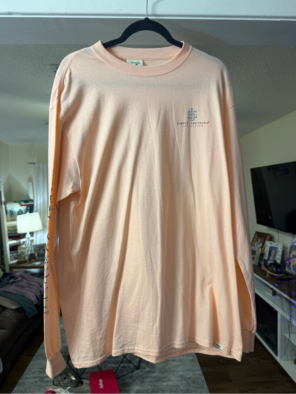 Simply Southern Collection Peach Pink Logo Long Sleeve T-Shirt 🩷
